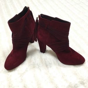 WHBM Blayde Wine Suede Booties - Sz 7